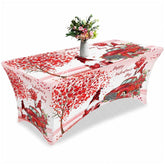 Aperturee - Aperturee Dwarfs Truck Rose Balloon Valentines Stretch Table Cover